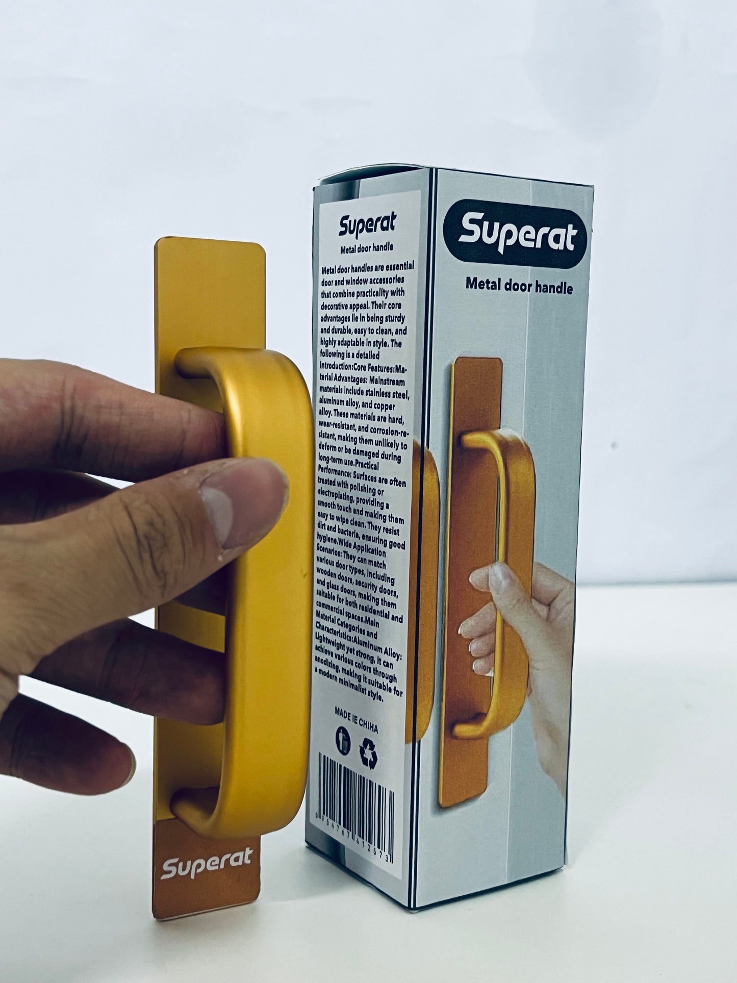 Superat Gold Metal Door Handle, Ergonomic Design, Sturdy & Durable, Suitable for Doors, Cabinet Doors, Drawers, Light Luxury Home Hardware Accessories