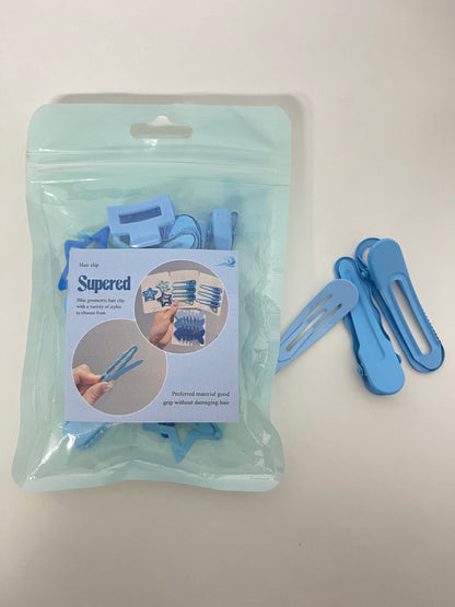 Supered Blue Hair Clip Set - Durable Plastic Clips with Hair-Friendly Hold