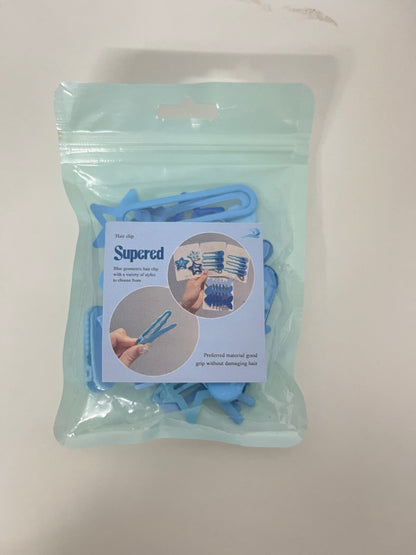 Supered Blue Hair Clip Set - Durable Plastic Clips with Hair-Friendly Hold