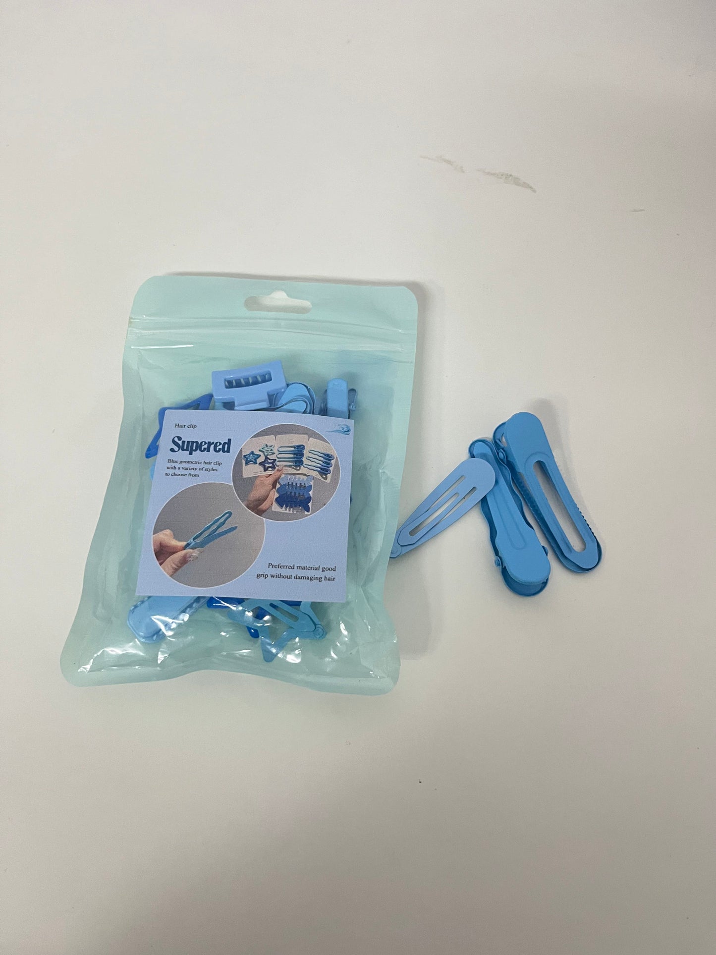 Supered Blue Hair Clip Set - Durable Plastic Clips with Hair-Friendly Hold