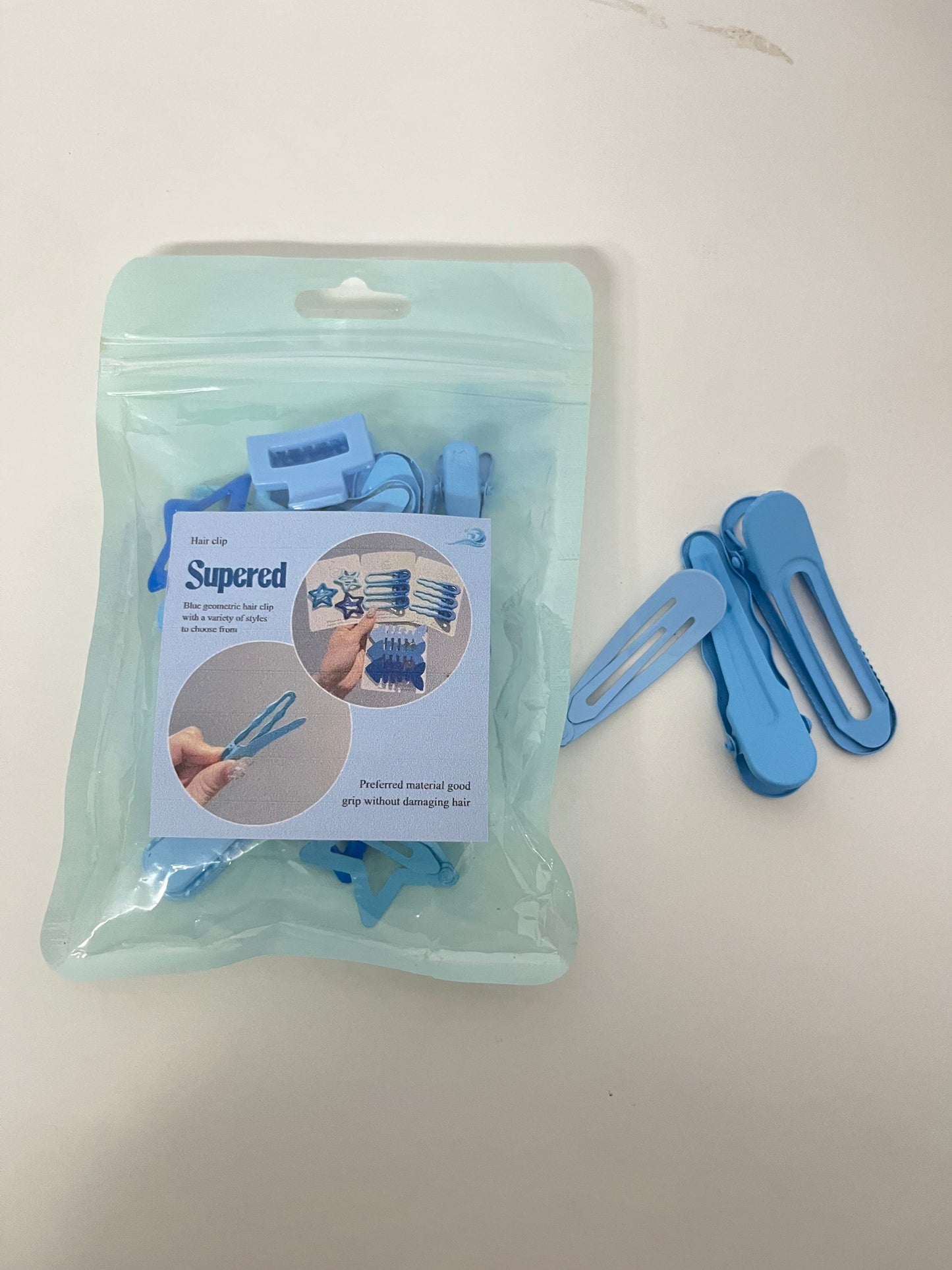 Supered Blue Hair Clip Set - Durable Plastic Clips with Hair-Friendly Hold