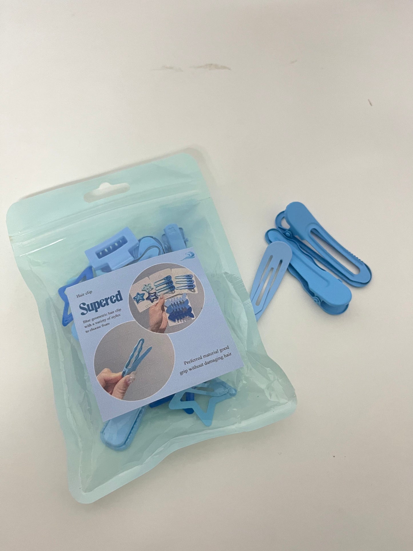 Supered Blue Hair Clip Set - Durable Plastic Clips with Hair-Friendly Hold