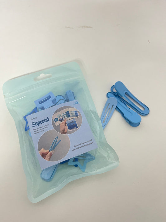 Supered Blue Hair Clip Set - Durable Plastic Clips with Hair-Friendly Hold