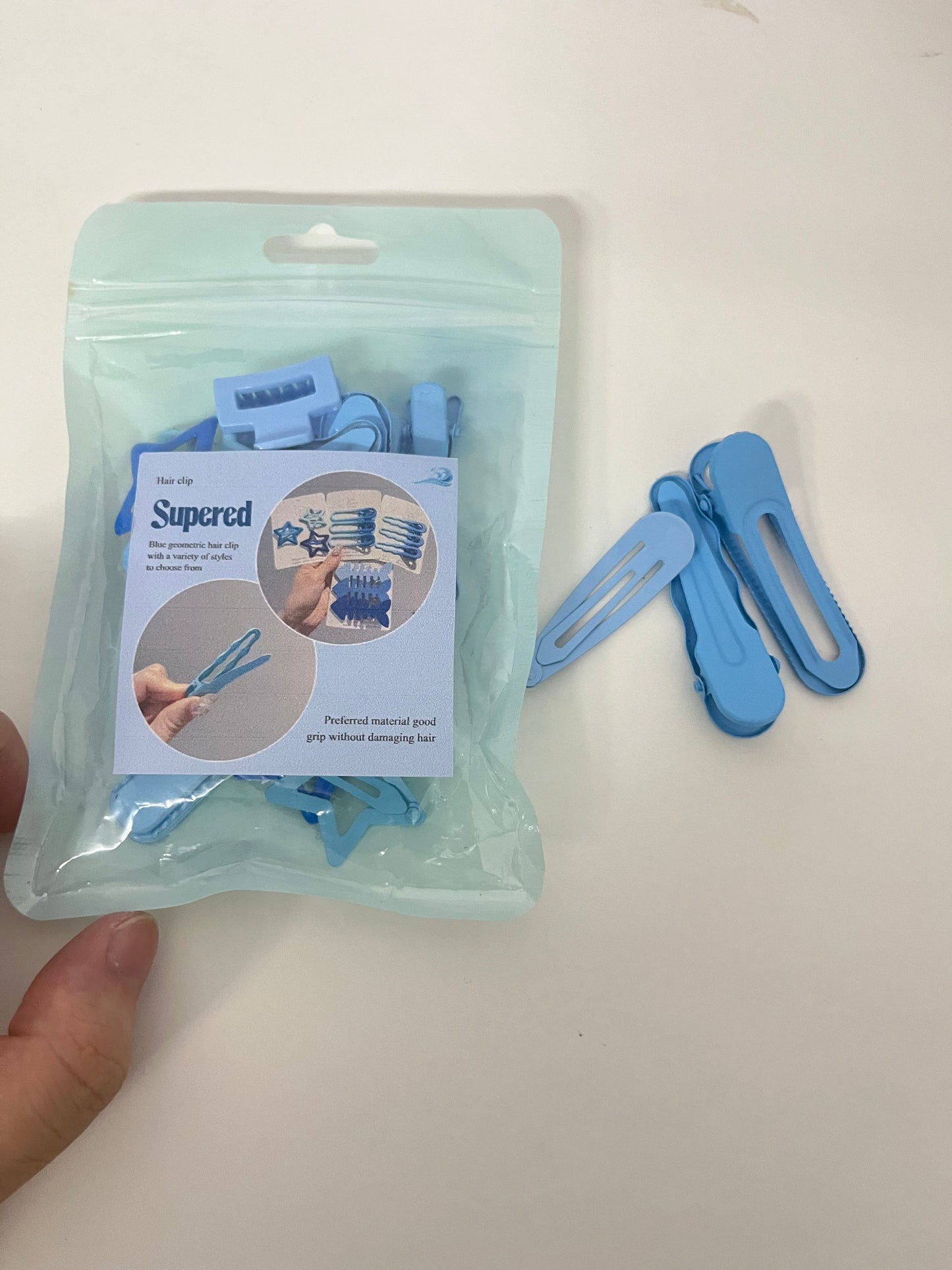 Supered Blue Hair Clip Set - Durable Plastic Clips with Hair-Friendly Hold