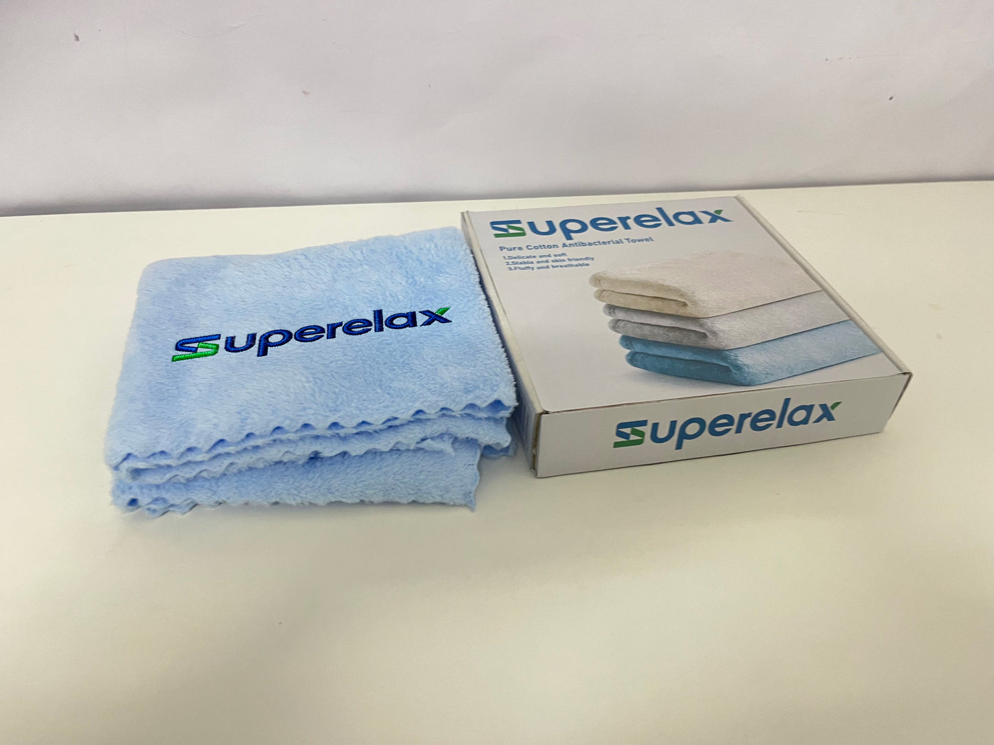 Superelax Blue Towel - Pure Cotton with Antibacterial, Soft & Durable