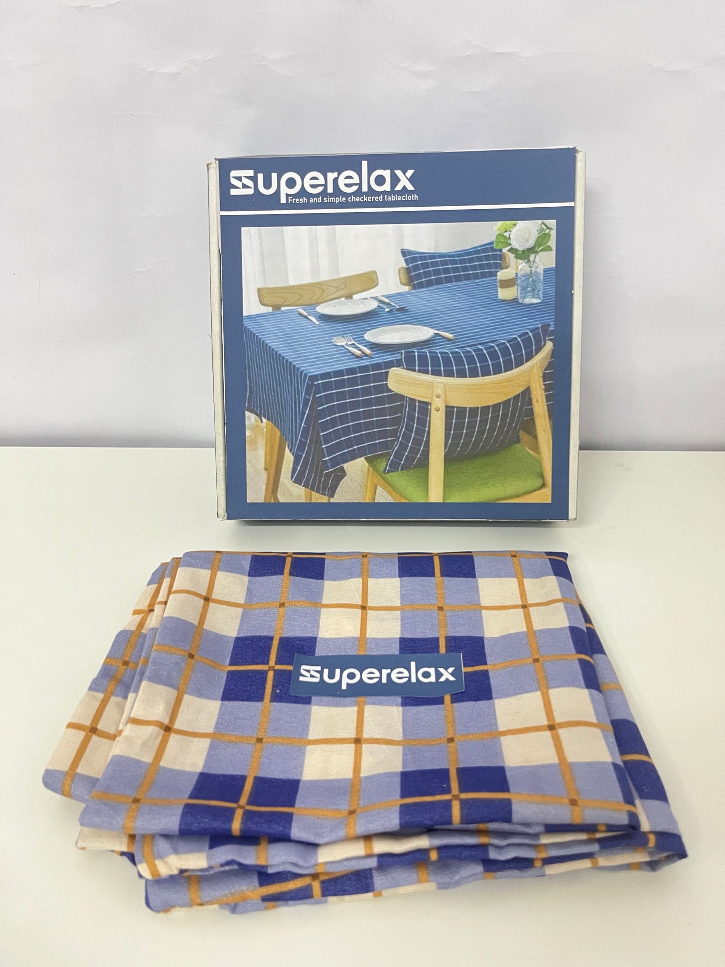 Superelax Table linen, not of paper  - Checkered Blue Design for Fresh & Simple Tabletop