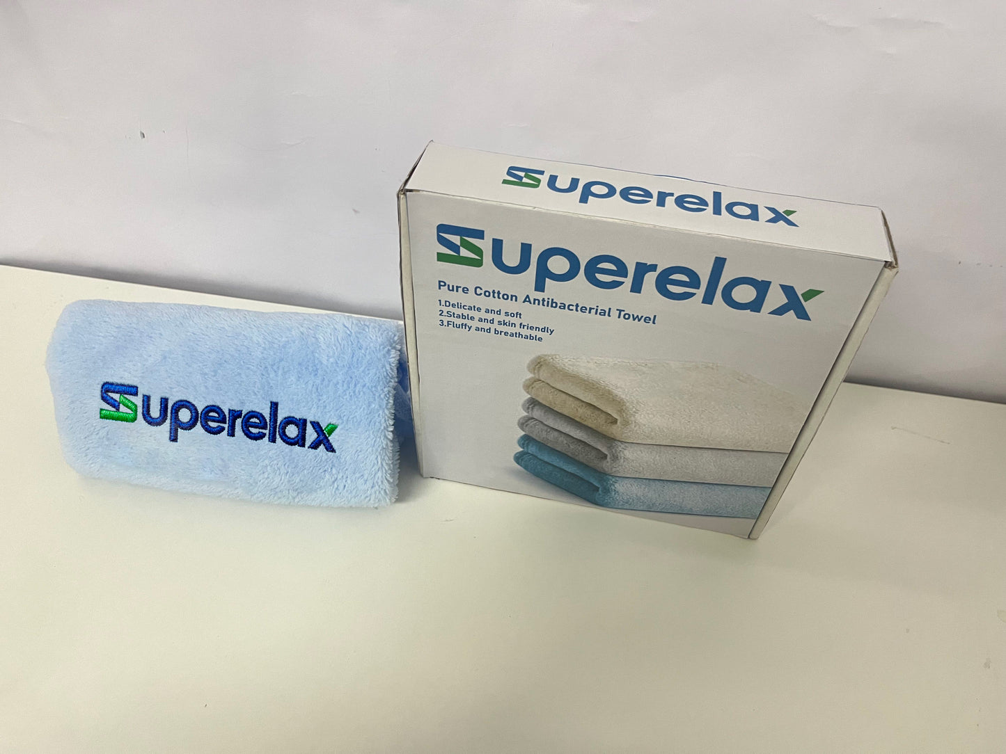 Superelax Blue Towel - Pure Cotton with Antibacterial, Soft & Durable