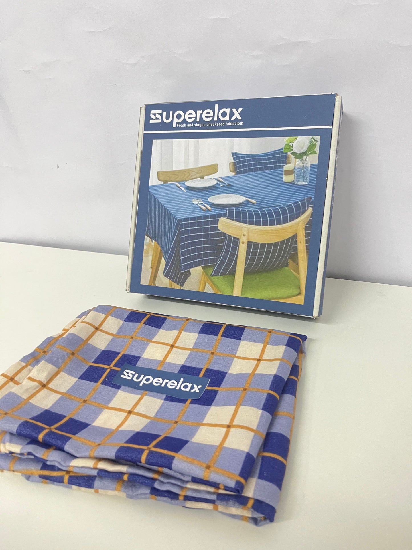 Superelax Table linen, not of paper  - Checkered Blue Design for Fresh & Simple Tabletop