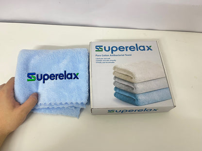 Superelax Blue Towel - Pure Cotton with Antibacterial, Soft & Durable