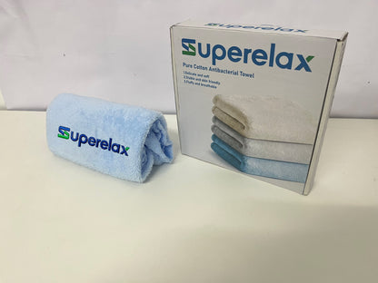 Superelax Blue Towel - Pure Cotton with Antibacterial, Soft & Durable