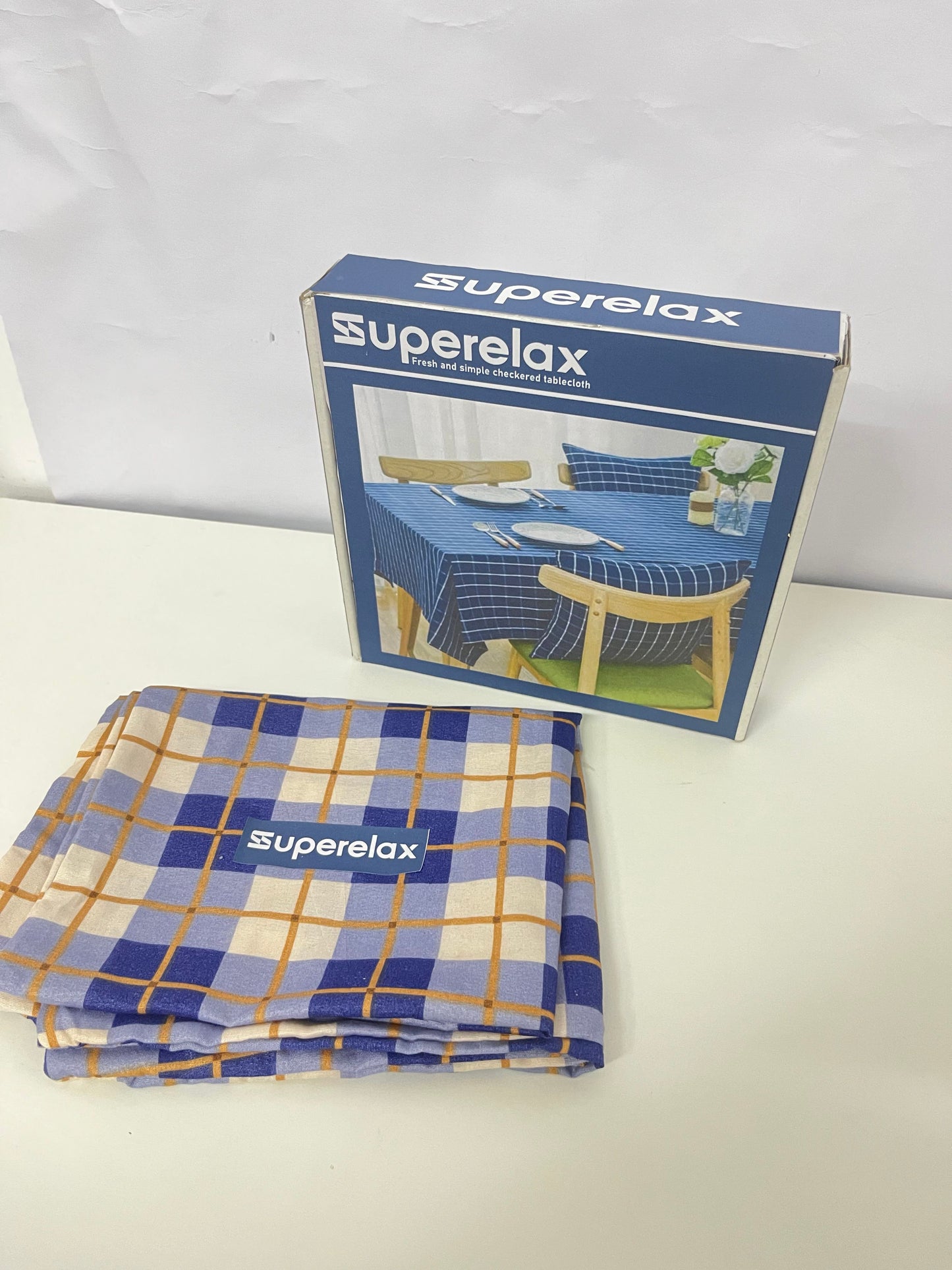 Superelax Table linen, not of paper  - Checkered Blue Design for Fresh & Simple Tabletop