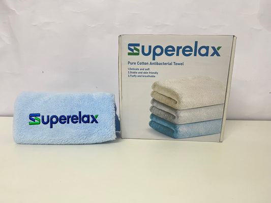 Superelax Blue Towel - Pure Cotton with Antibacterial, Soft & Durable
