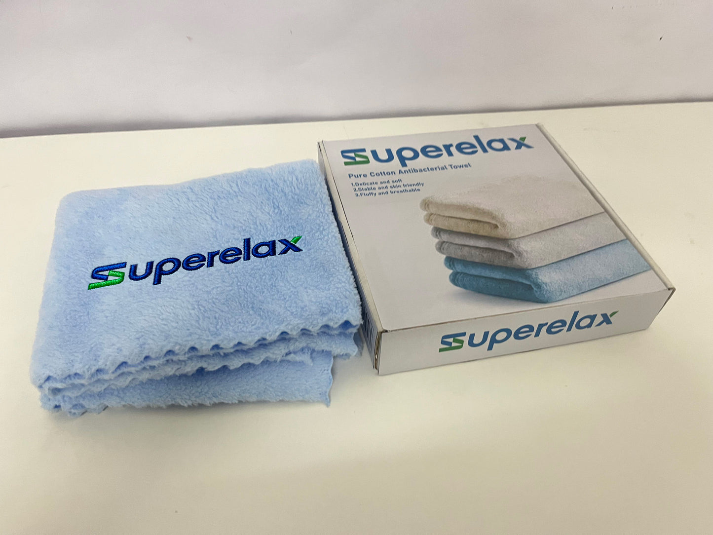 Superelax Blue Towel - Pure Cotton with Antibacterial, Soft & Durable