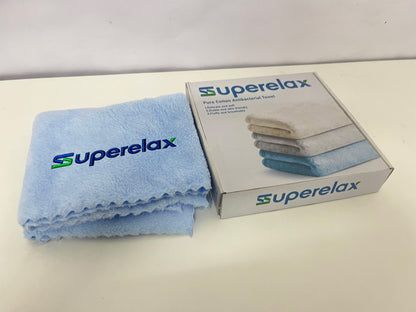 Superelax Blue Towel - Pure Cotton with Antibacterial, Soft & Durable