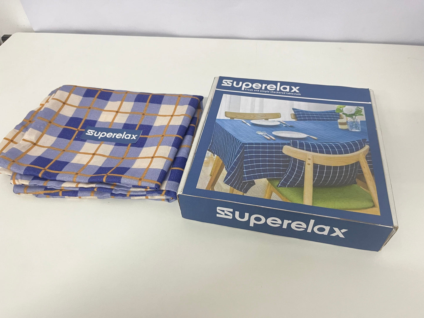 Superelax Table linen, not of paper  - Checkered Blue Design for Fresh & Simple Tabletop