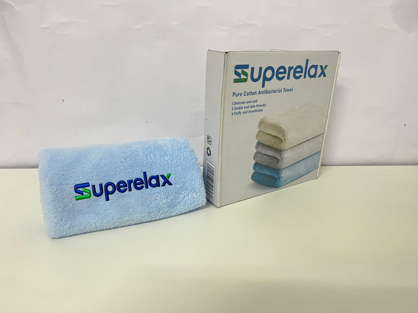 Superelax Blue Towel - Pure Cotton with Antibacterial, Soft & Durable