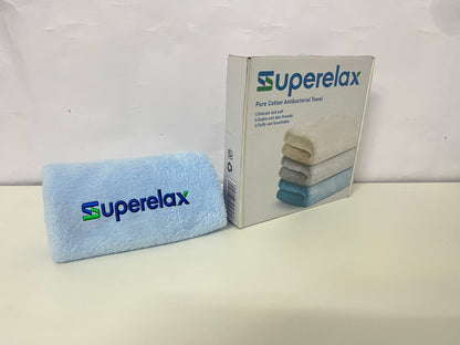 Superelax Blue Towel - Pure Cotton with Antibacterial, Soft & Durable