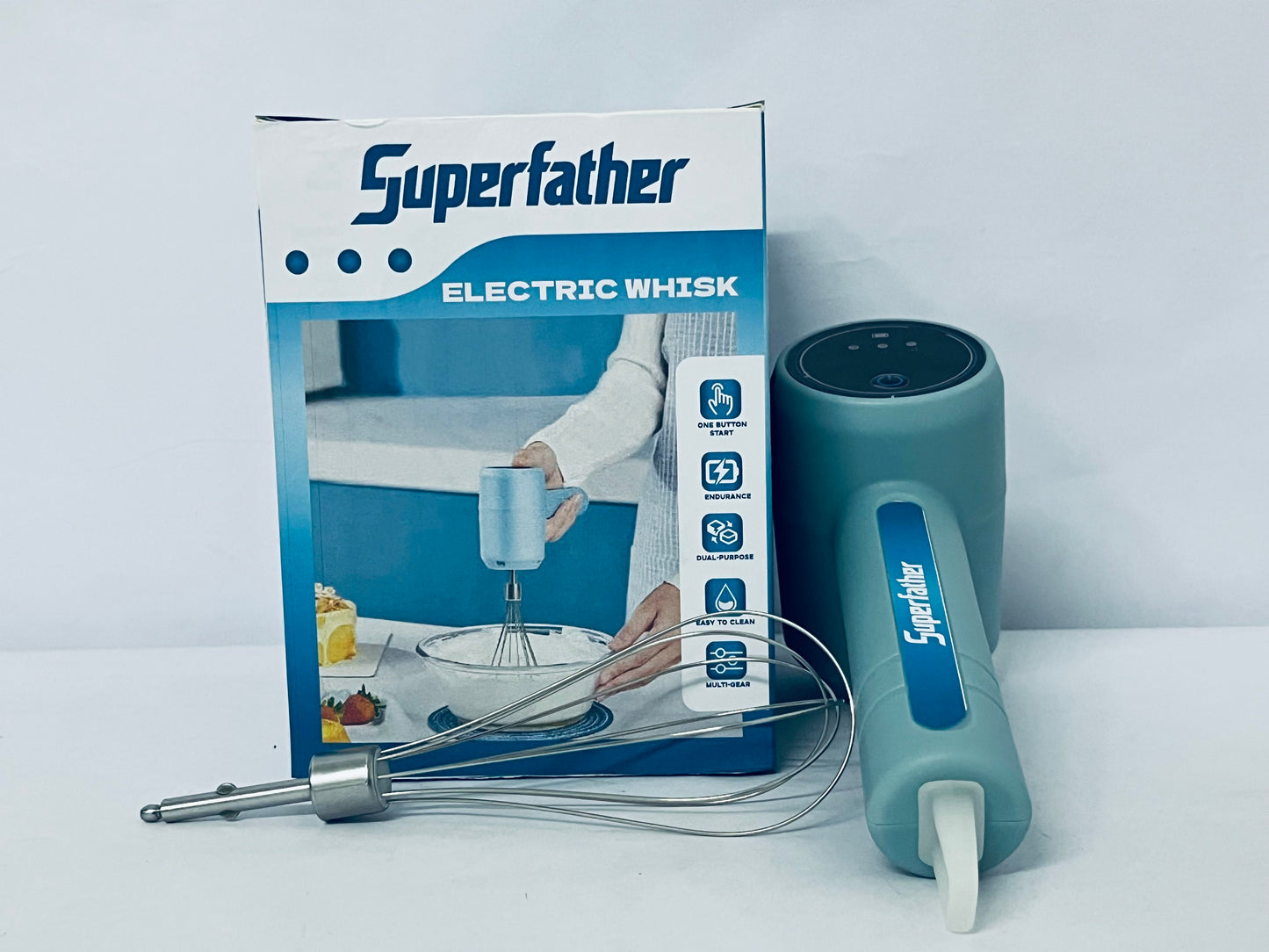 Superfather Handheld Cordless Egg Beater Rechargeable Electric Egg Beater Mixer Handheld Electric Egg Beater with 3 Speed Modes