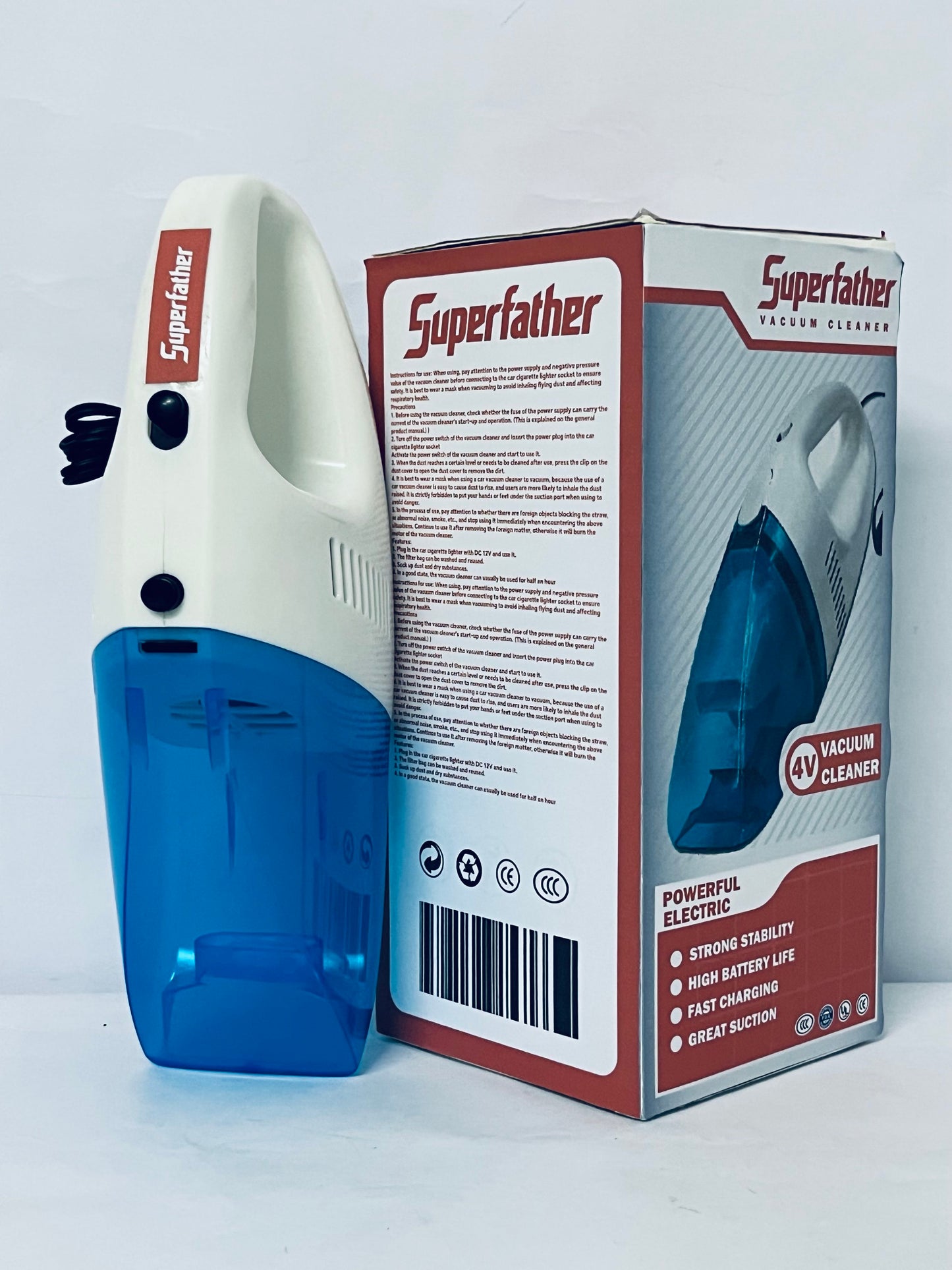 Superfather Cordless Handheld Car Vacuum Cleaner, Cordless Handheld Dual Function Vacuum, Powerful Portable Dust Buster for Home, Car