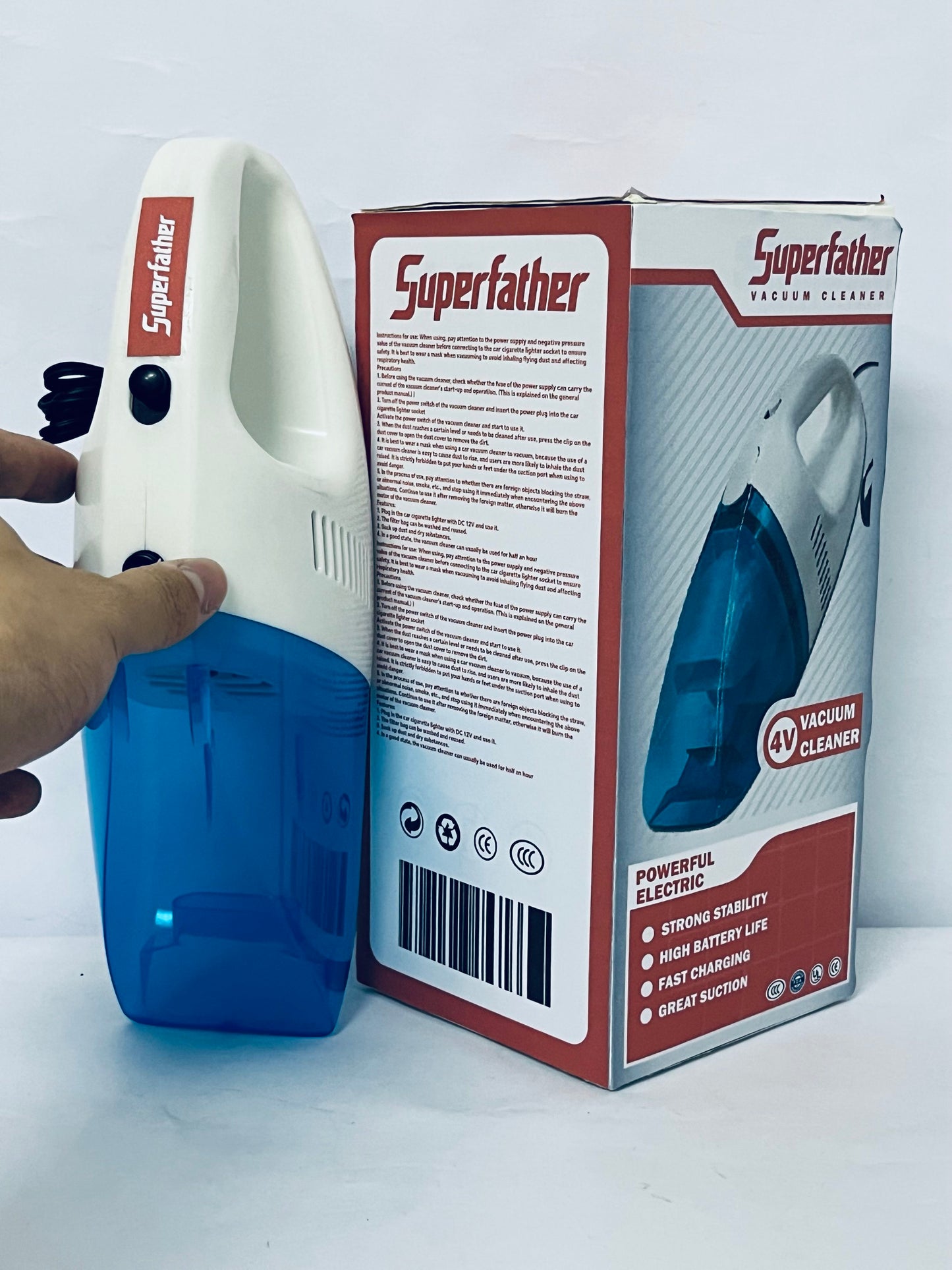 Superfather Cordless Handheld Car Vacuum Cleaner, Cordless Handheld Dual Function Vacuum, Powerful Portable Dust Buster for Home, Car