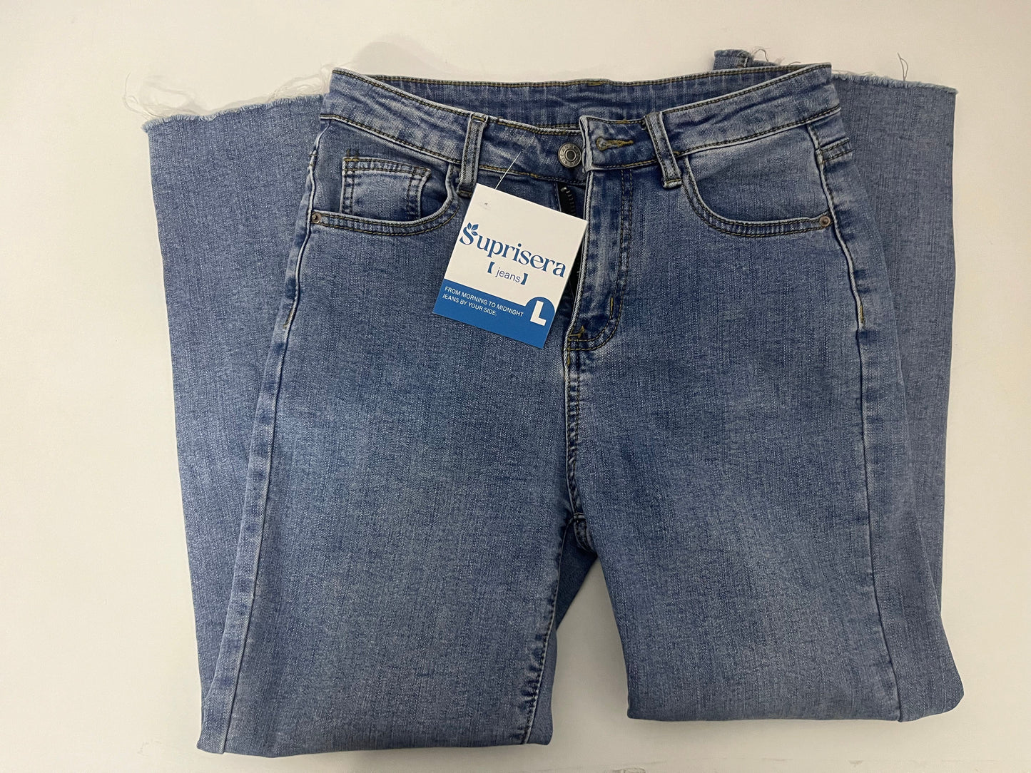 [Suprisera Jeans]-High-Waisted Frayed Flare Jeans - Retro Slimming Cropped