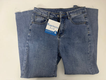 [Suprisera Jeans]-High-Waisted Frayed Flare Jeans - Retro Slimming Cropped