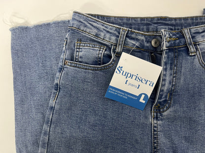 [Suprisera Jeans]-High-Waisted Frayed Flare Jeans - Retro Slimming Cropped