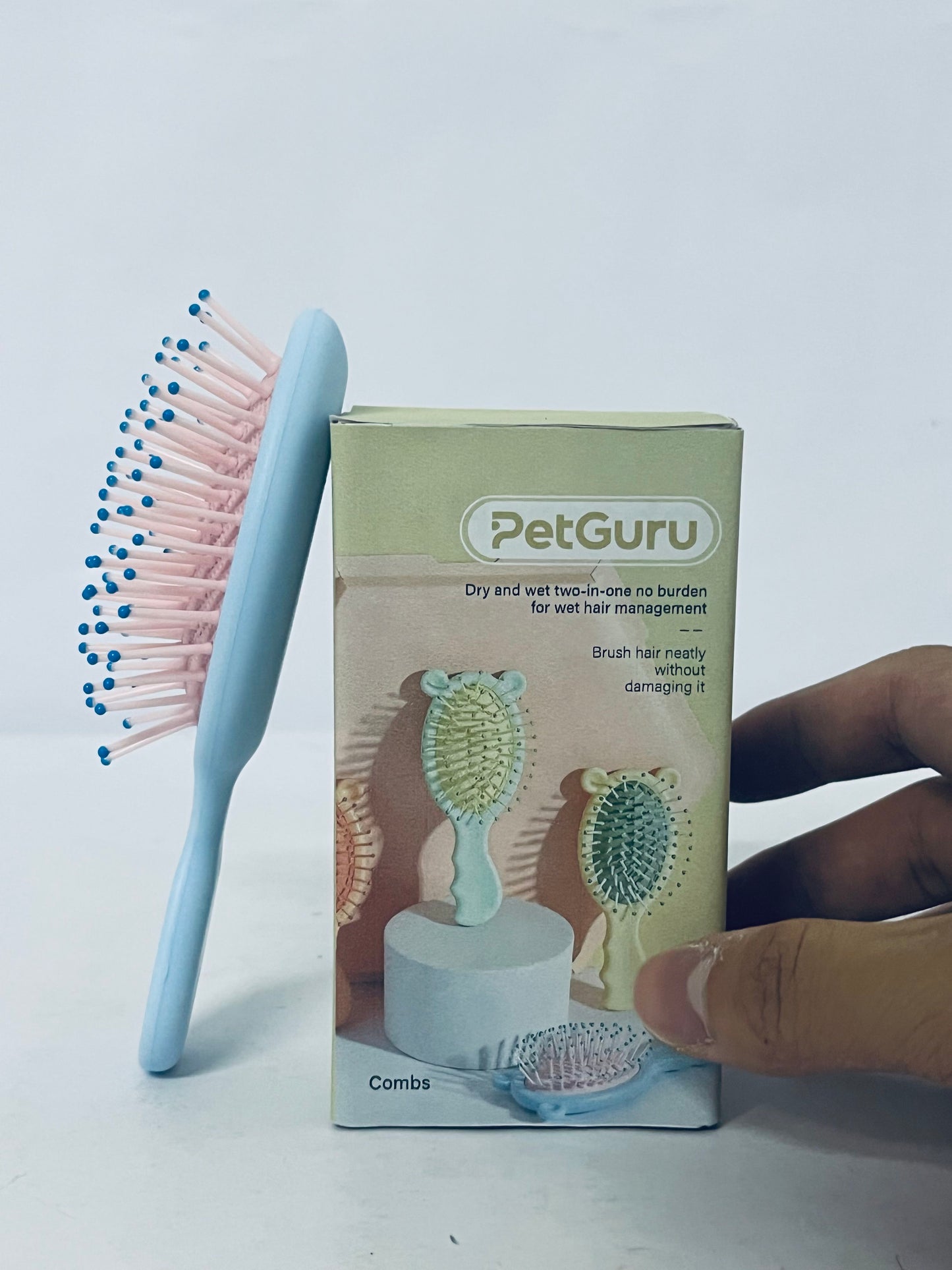 PetGuru Pet Grooming Brush, Wet and Dry Dual-Use Hair Comb for Cats & Dogs, Gentle Fur Brushing Without Damage, Essential Pet Hair Care Tool