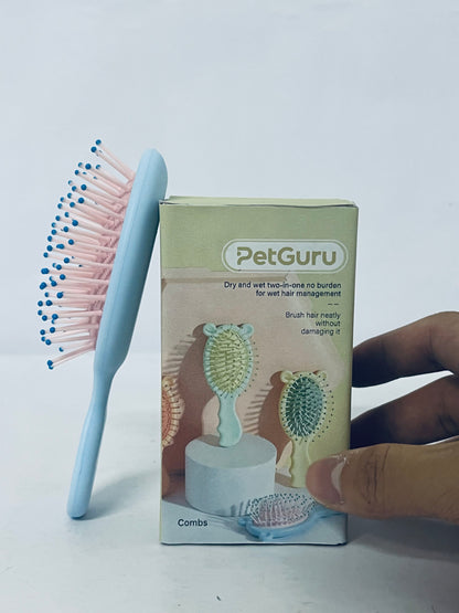 PetGuru Pet Grooming Brush, Wet and Dry Dual-Use Hair Comb for Cats & Dogs, Gentle Fur Brushing Without Damage, Essential Pet Hair Care Tool