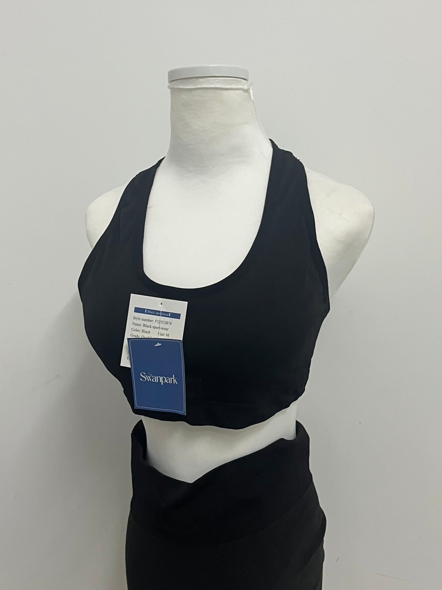 [Swanpark Tracksuits]-Black Sports Bra - High-Elastic Breathable Fitness & Yoga Bra