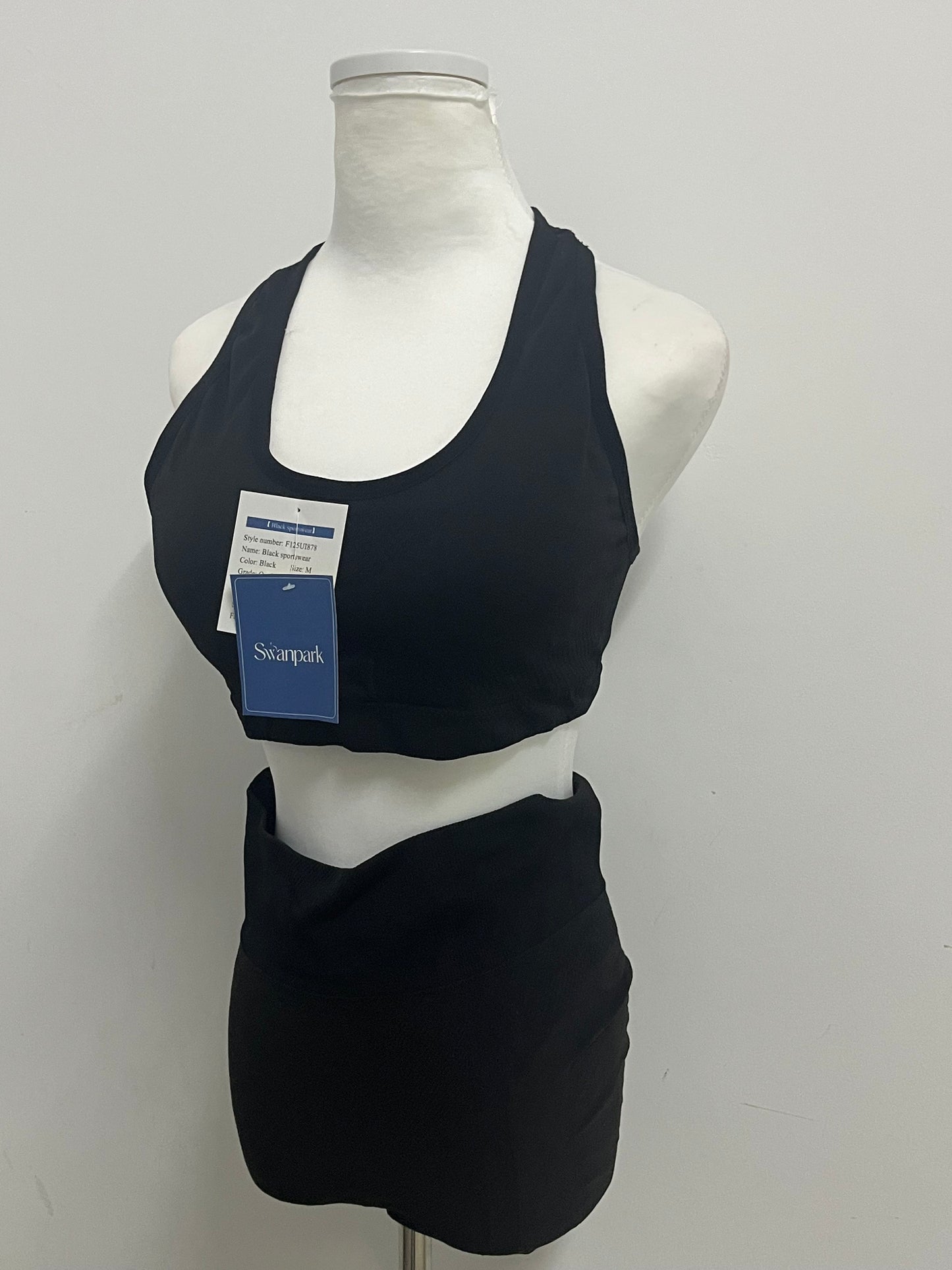 [Swanpark Tracksuits]-Black Sports Bra - High-Elastic Breathable Fitness & Yoga Bra