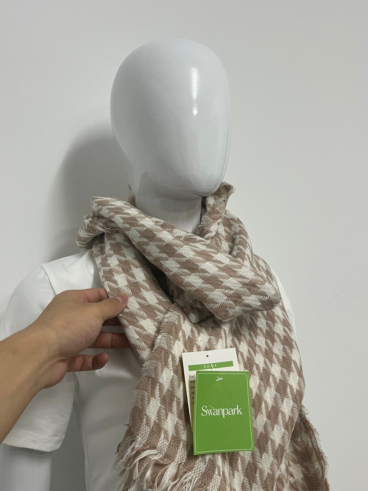 [Swanpark Scarfs]-Houndstooth Scarf - Winter Warmth & Versatile Shawl