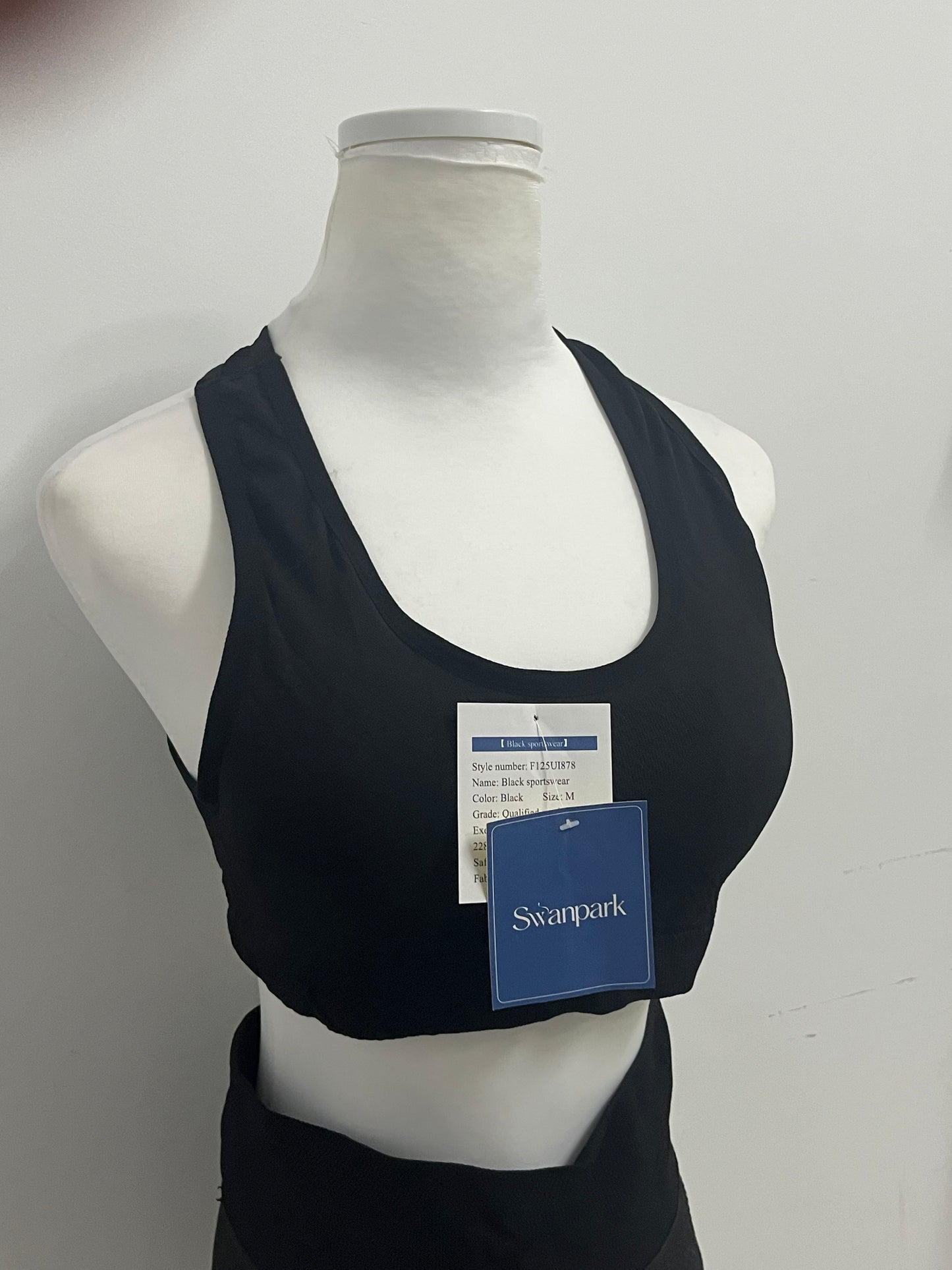 [Swanpark Tracksuits]-Black Sports Bra - High-Elastic Breathable Fitness & Yoga Bra