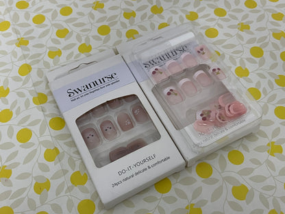 Swanurse Cute Animal Artificial Fake Nails, Medium Length Press on Nails,Full Cover False Nails Kits for Women Girls