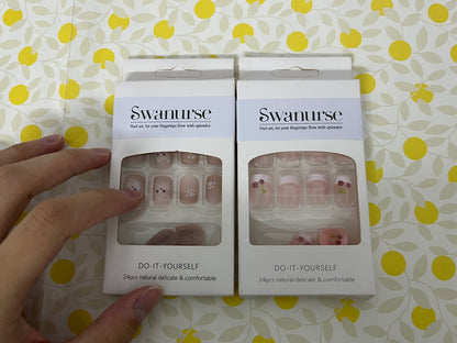 Swanurse Cute Animal Artificial Fake Nails, Medium Length Press on Nails,Full Cover False Nails Kits for Women Girls