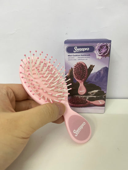 【Sweepro Mini Cushion Hairbrush】—— Gentle Detangling & Styling On-the-Go