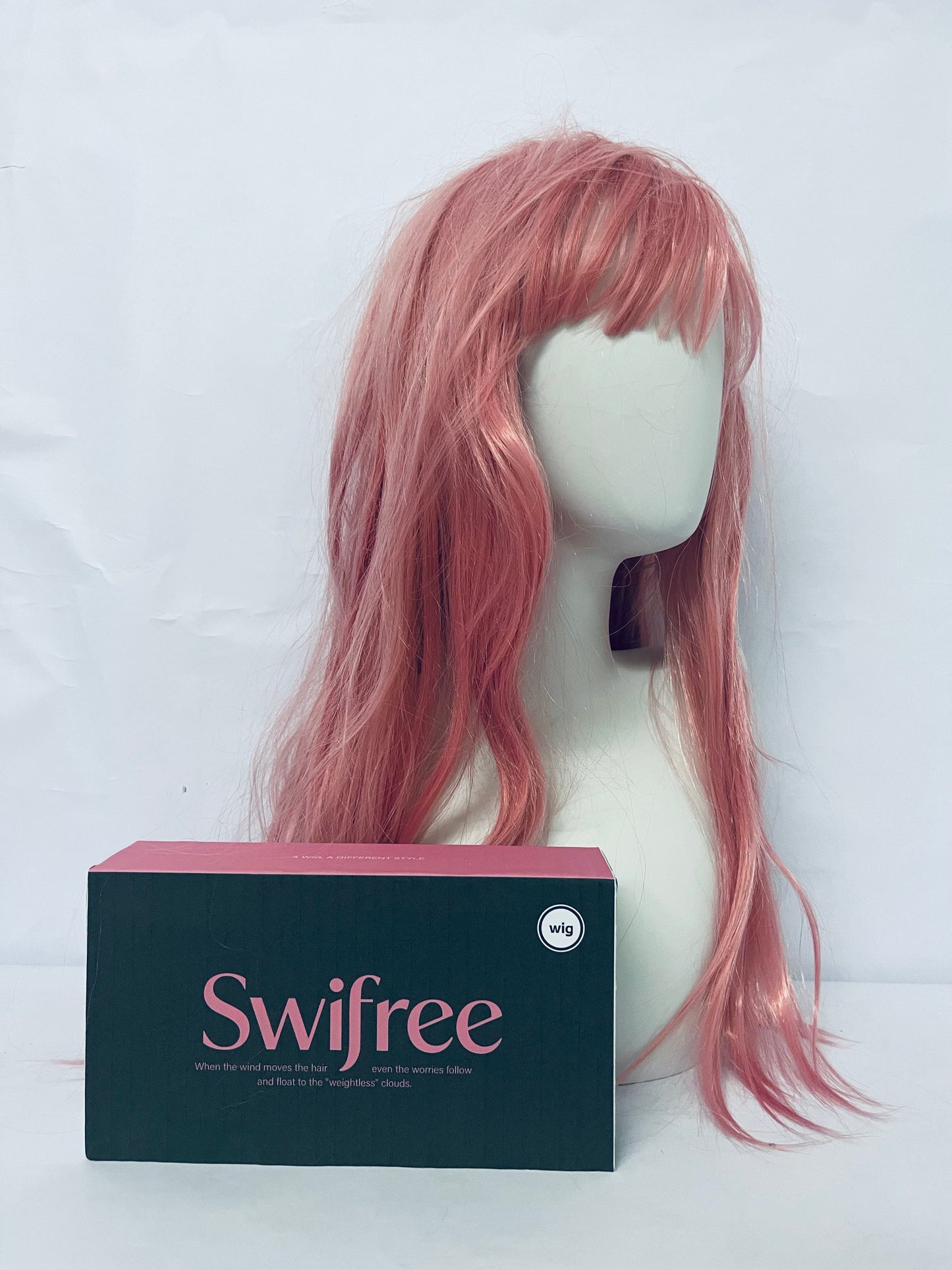 Swifree 28 inch Fashion Wigs Long Wavy Curly Hair Cosplay Wig (Grey Pink)