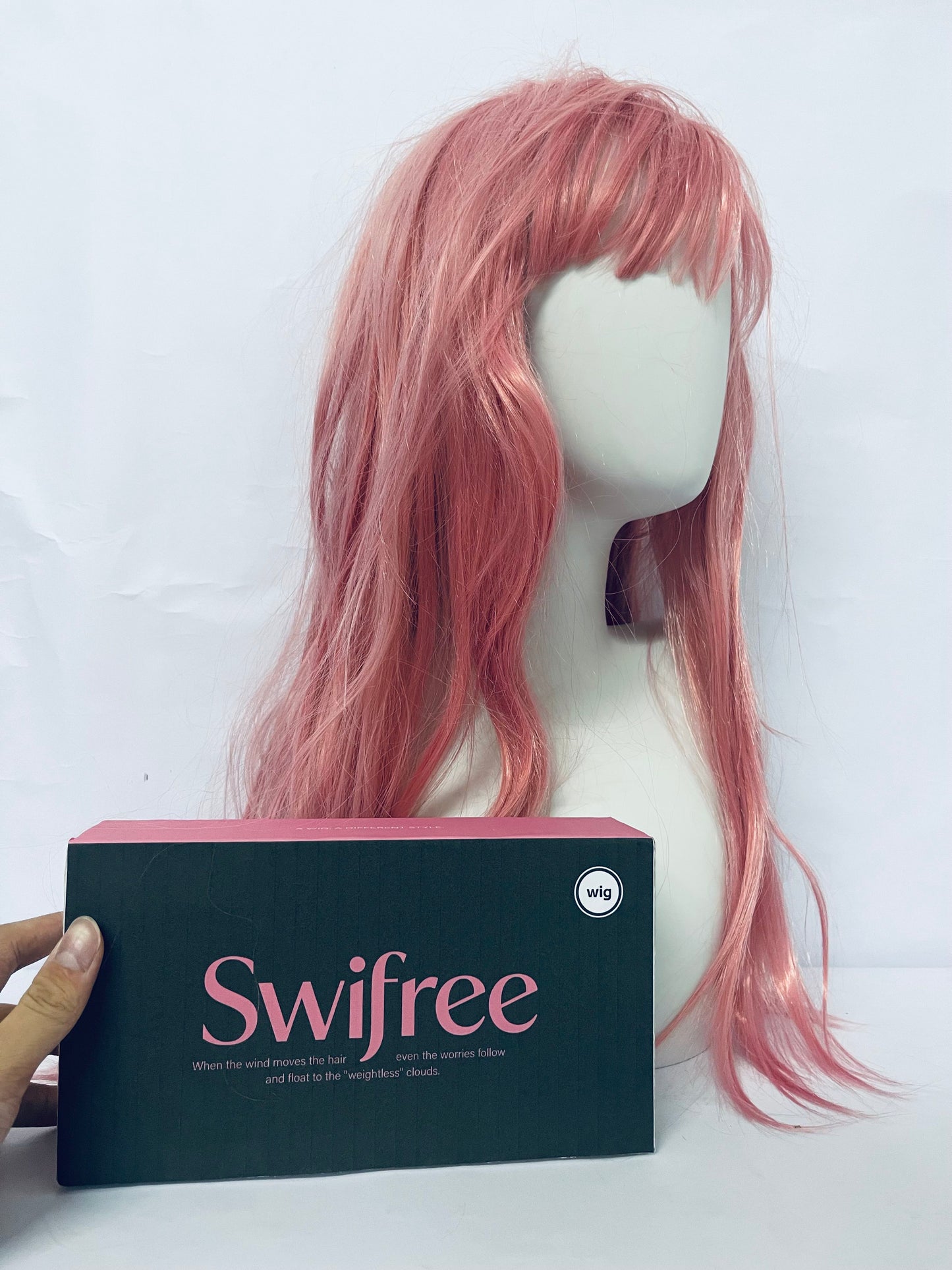 Swifree 28 inch Fashion Wigs Long Wavy Curly Hair Cosplay Wig (Grey Pink)