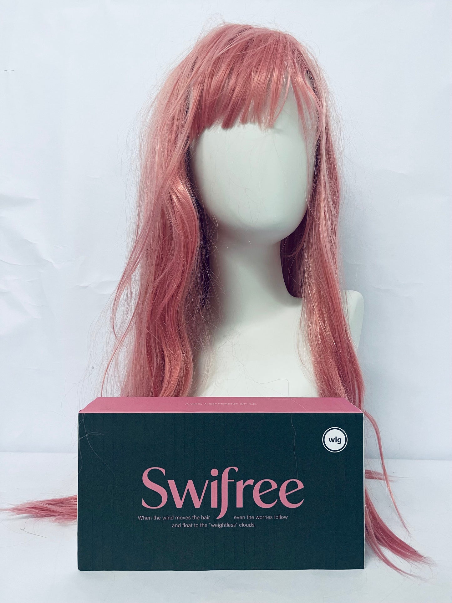 Swifree 28 inch Fashion Wigs Long Wavy Curly Hair Cosplay Wig (Grey Pink)