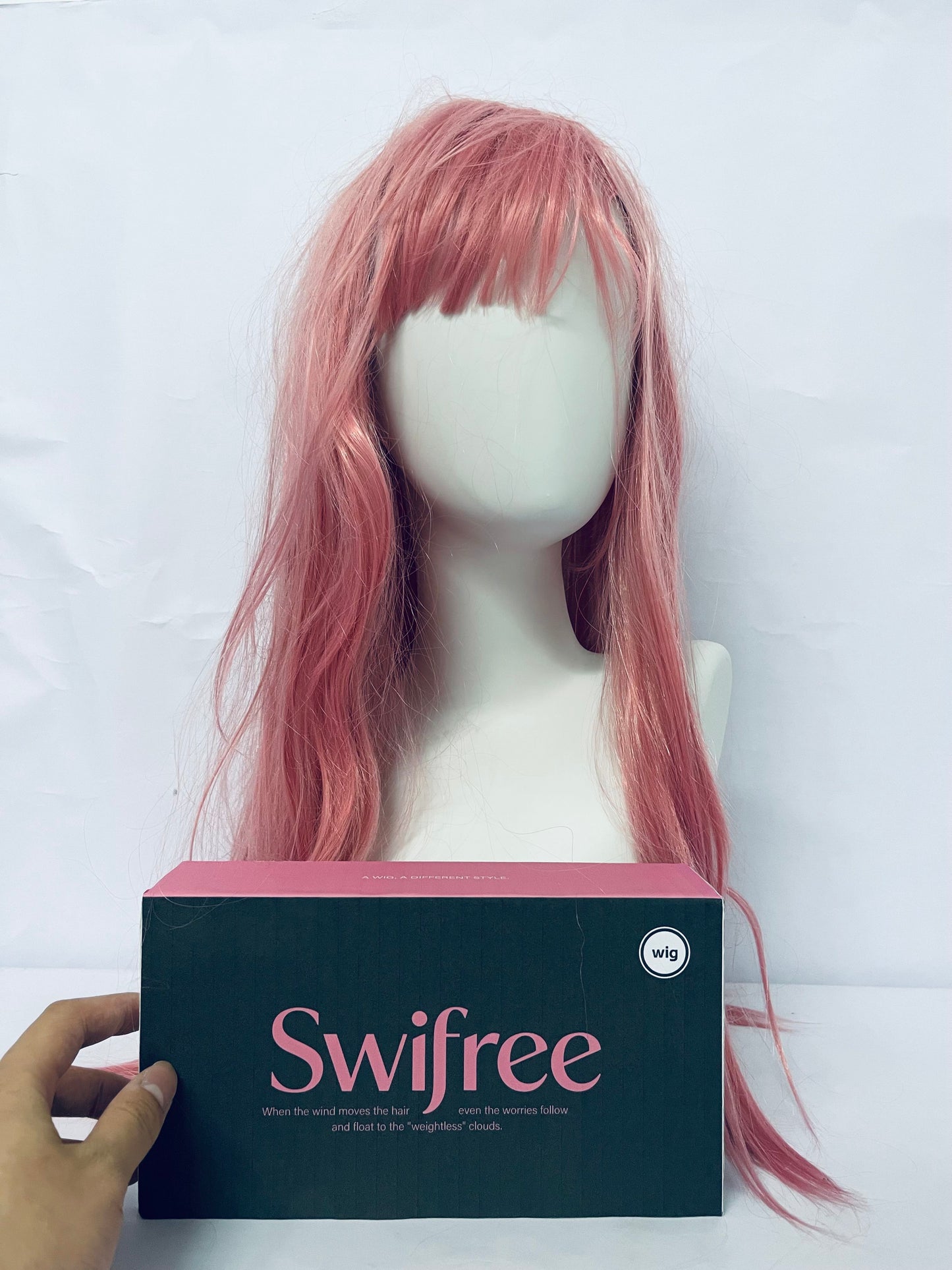 Swifree 28 inch Fashion Wigs Long Wavy Curly Hair Cosplay Wig (Grey Pink)