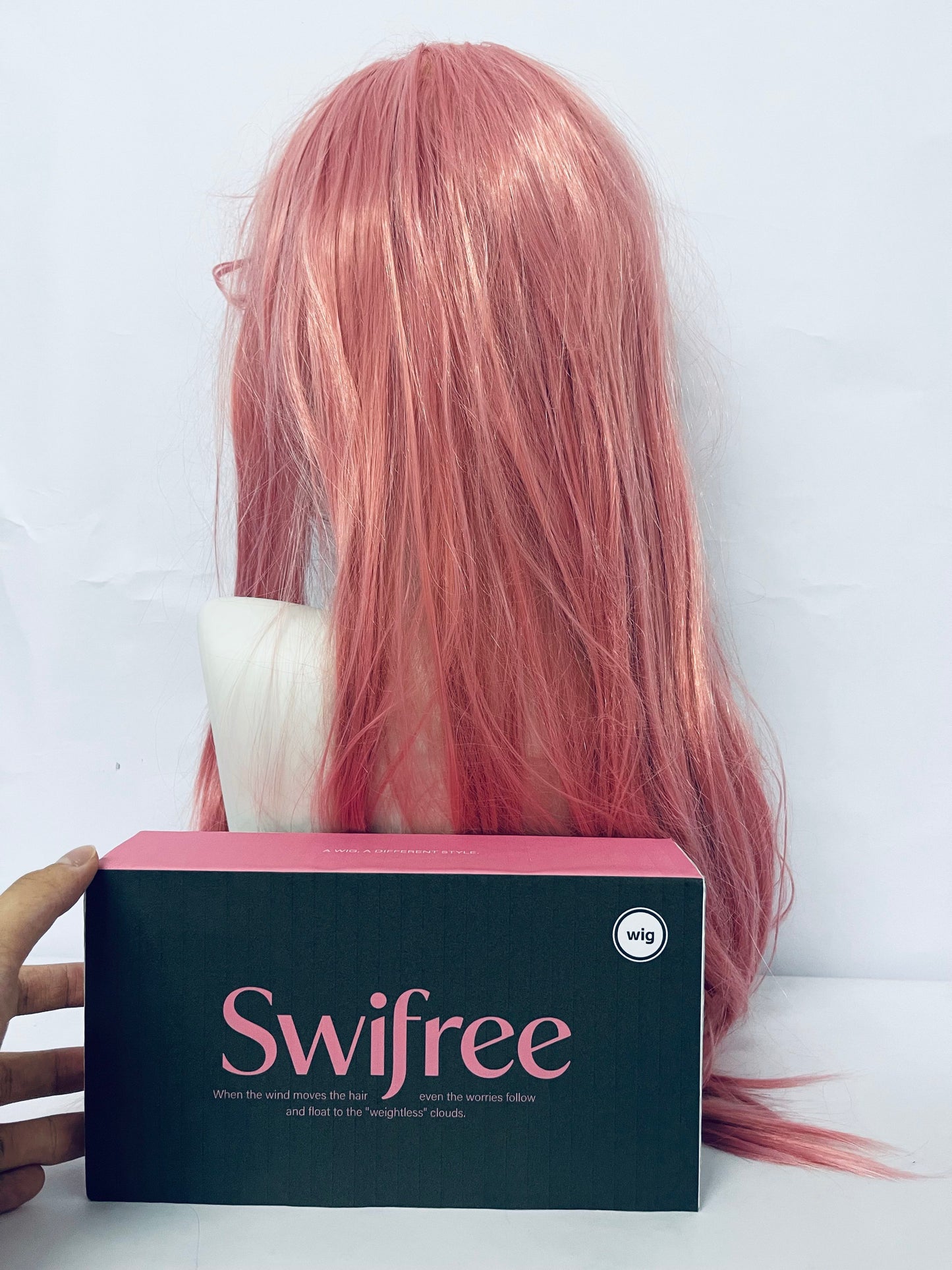 Swifree 28 inch Fashion Wigs Long Wavy Curly Hair Cosplay Wig (Grey Pink)