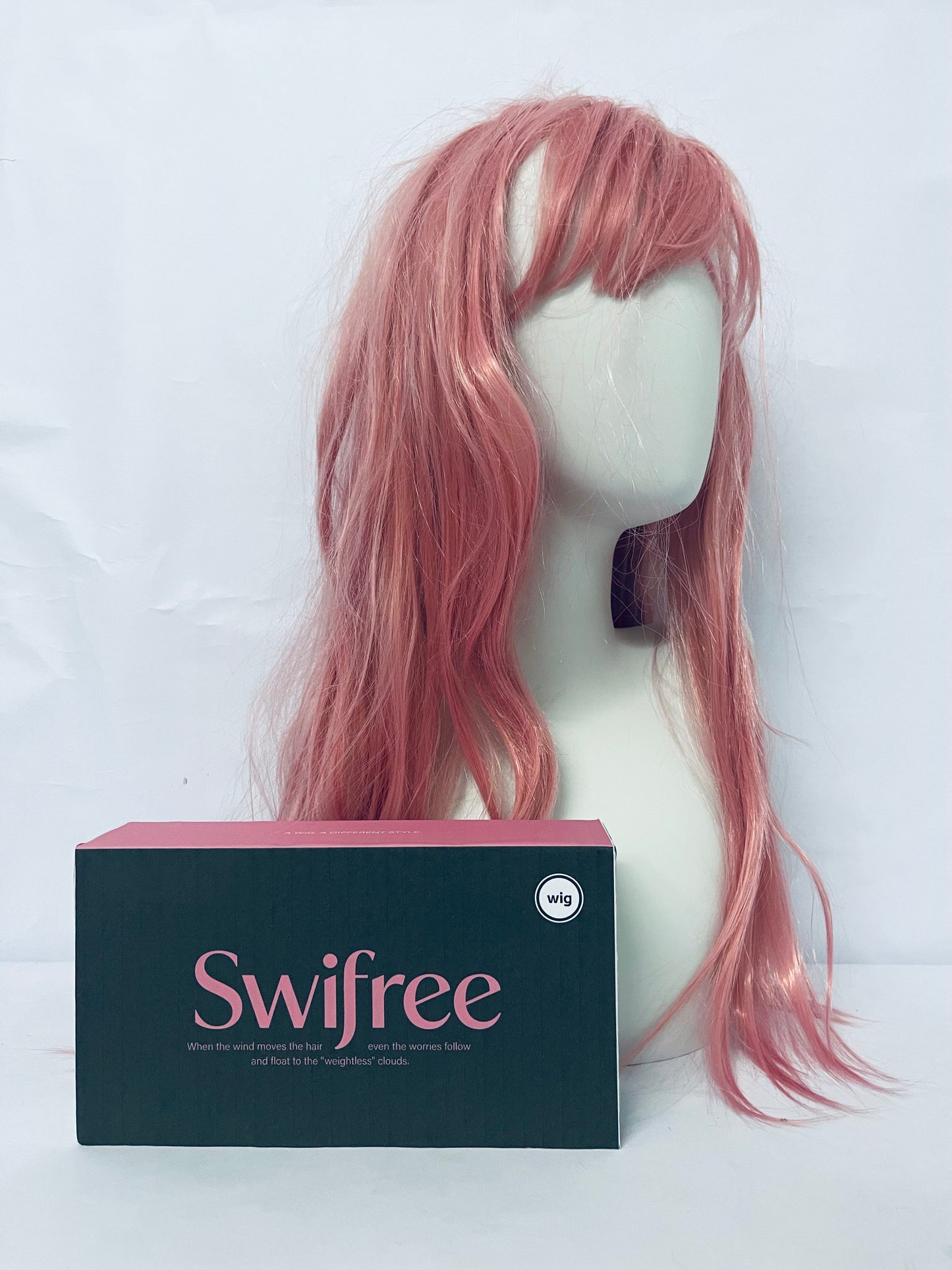 Swifree 28 inch Fashion Wigs Long Wavy Curly Hair Cosplay Wig (Grey Pink)