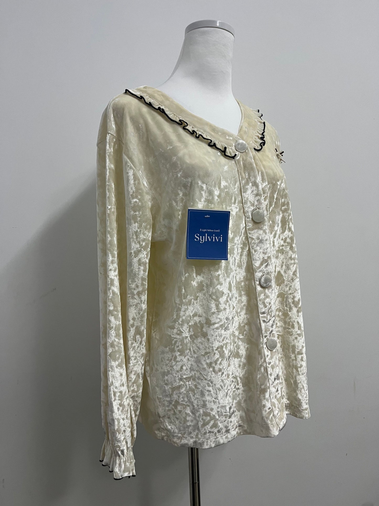 Sylvivi Velvet Ruffled V - Neck Sleepwear Top - Women’s Elegant Loungewear