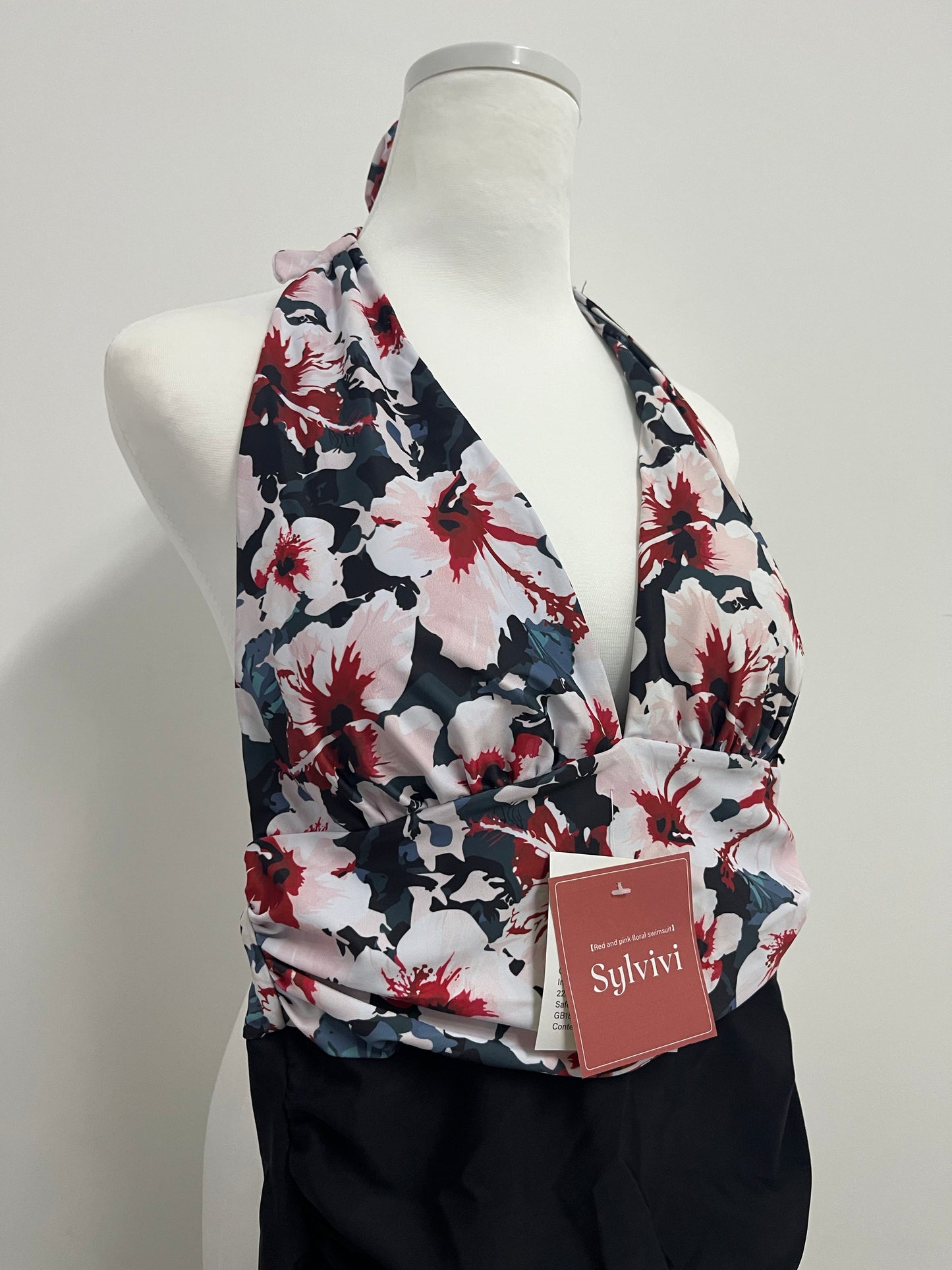 Sylvivi Floral Halter Neck One - Piece Swimsuit - Stylish Swimwear for Women
