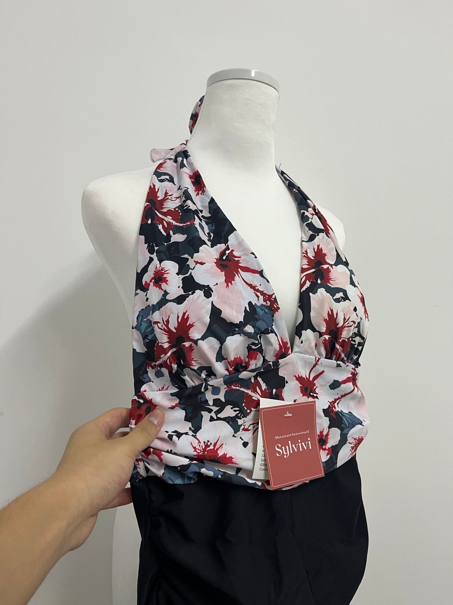 Sylvivi Floral Halter Neck One - Piece Swimsuit - Stylish Swimwear for Women