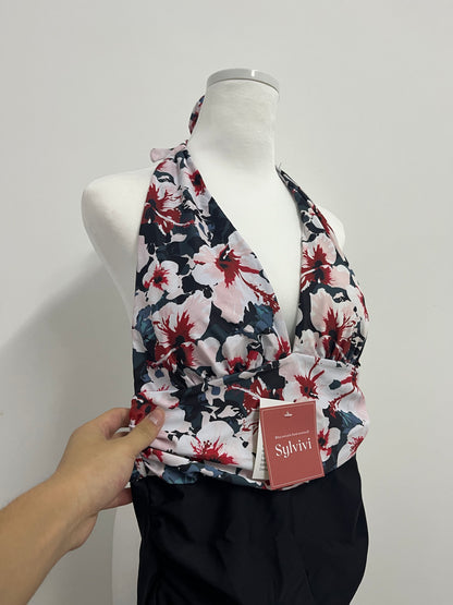 Sylvivi Floral Halter Neck One - Piece Swimsuit - Stylish Swimwear for Women