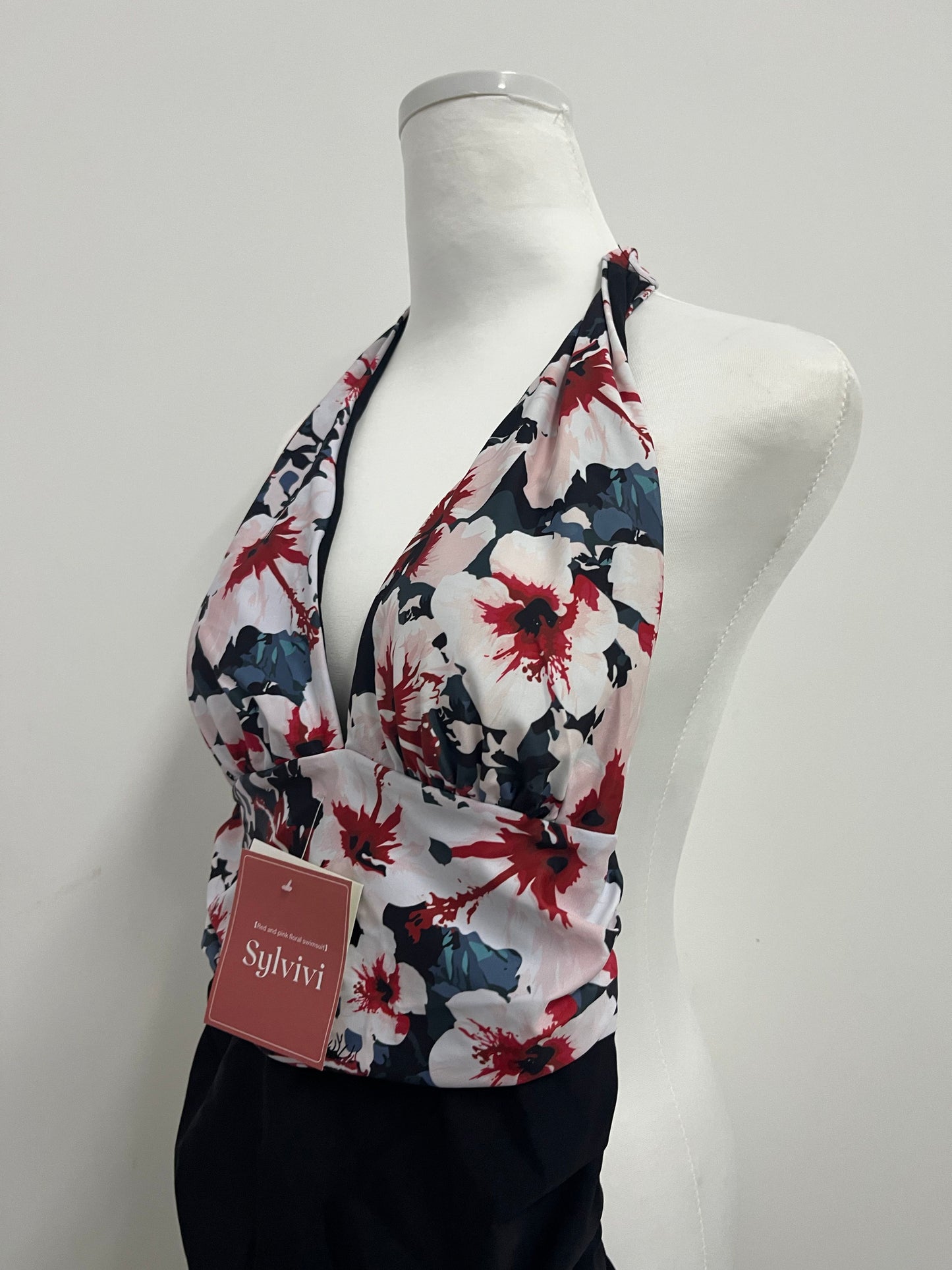 Sylvivi Floral Halter Neck One - Piece Swimsuit - Stylish Swimwear for Women