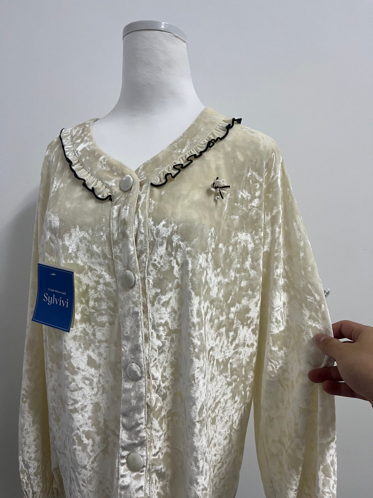 Sylvivi Velvet Ruffled V - Neck Sleepwear Top - Women’s Elegant Loungewear