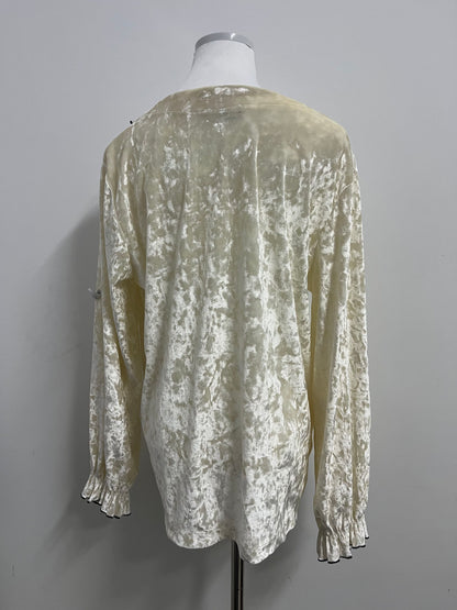 Sylvivi Velvet Ruffled V - Neck Sleepwear Top - Women’s Elegant Loungewear