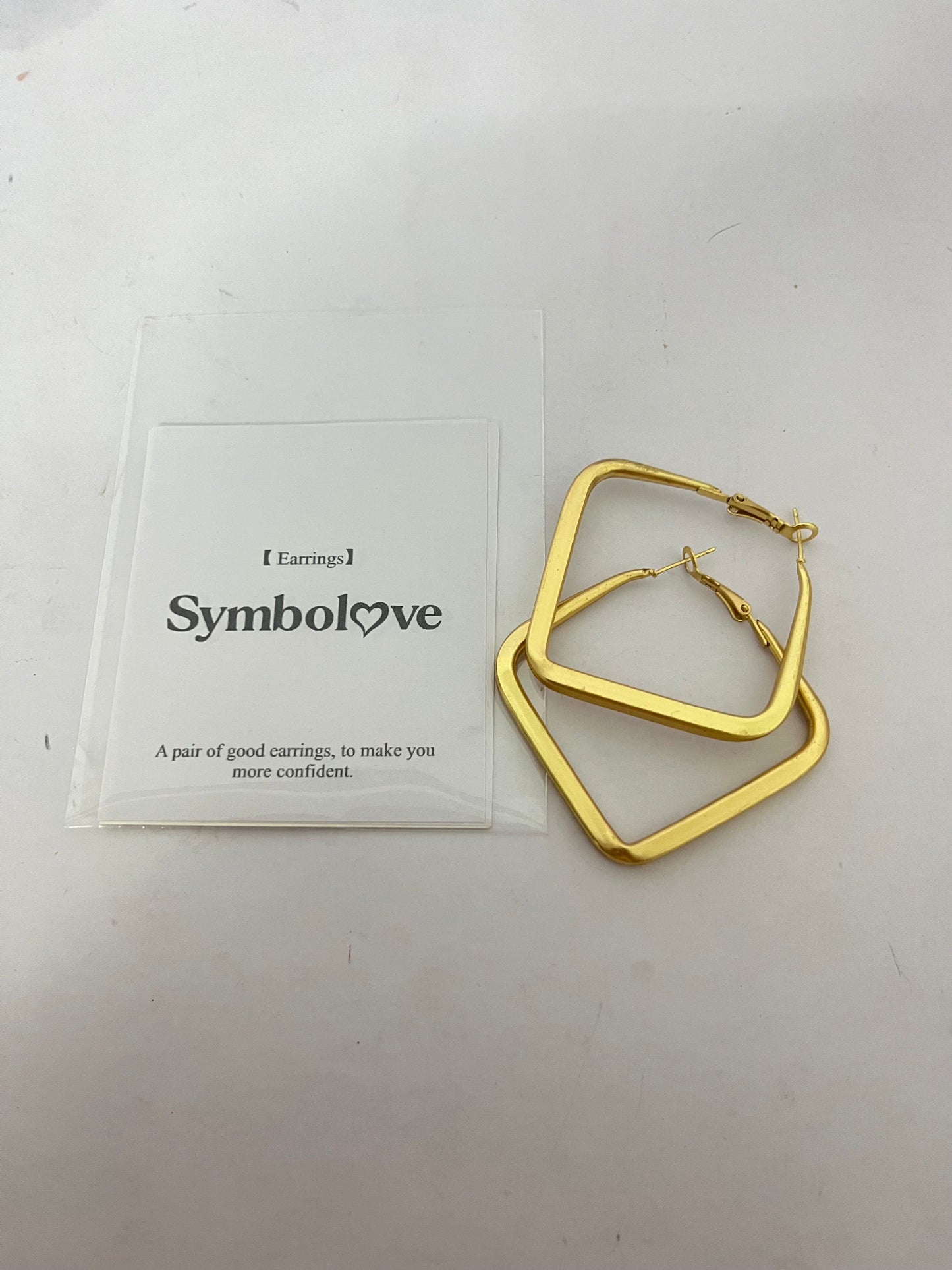 Symbolove Square Hoop Earrings 18K Gold Plated Chunky Hoop Earrings For Women